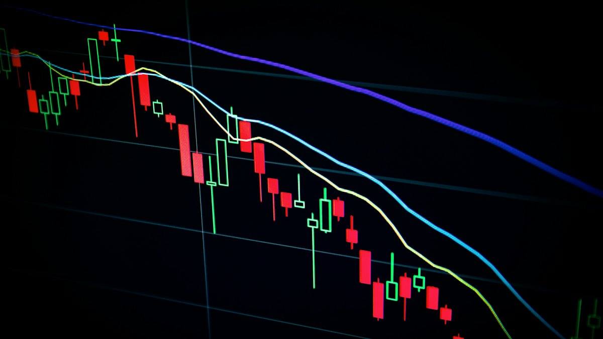 Candlestick chart on a dark trading screen