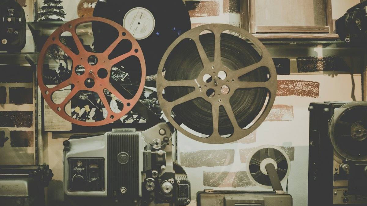Two vintage film reels
